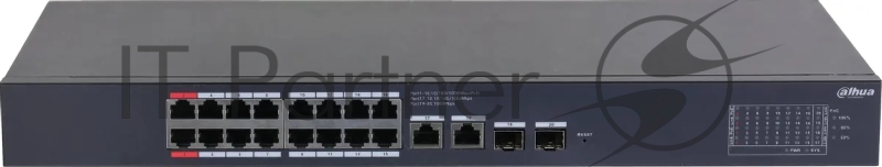 Коммутатор Dahua DH-CS4220-16GT-240 (L2) 16x100Мбит/с 2x1Гбит/с 2xКомбо(1000BASE-T/SFP) 16PoE 265W управляемый
