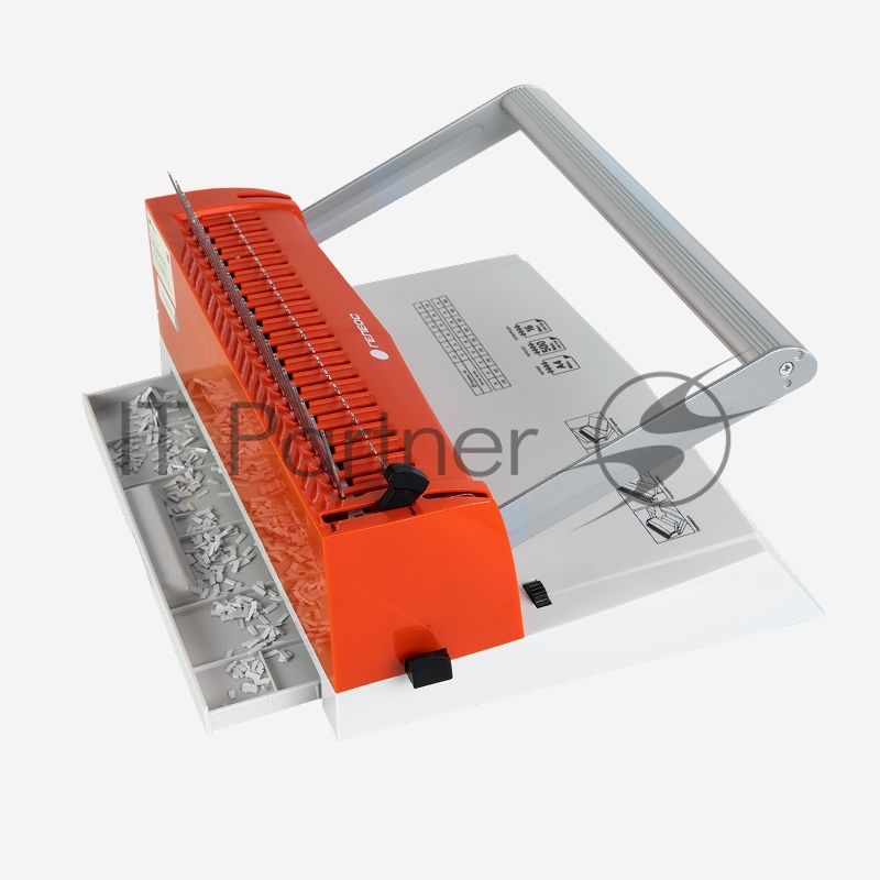 Переплетчик ГЕЛЕОС БП-16 бело-красный на пластиковую пружину, А4, ручная перфорация 16 листов, переплет макс до 500 л., глубина перфорации 2-3-4-5 мм