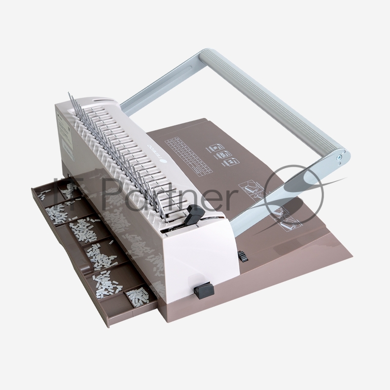 Переплетчик ГЕЛЕОС БП-16 коричневый на пластиковую пружину, А4, ручная перфорация 16 листов, переплет макс до 500 л., глубина перфорации 2-3-4-5 мм