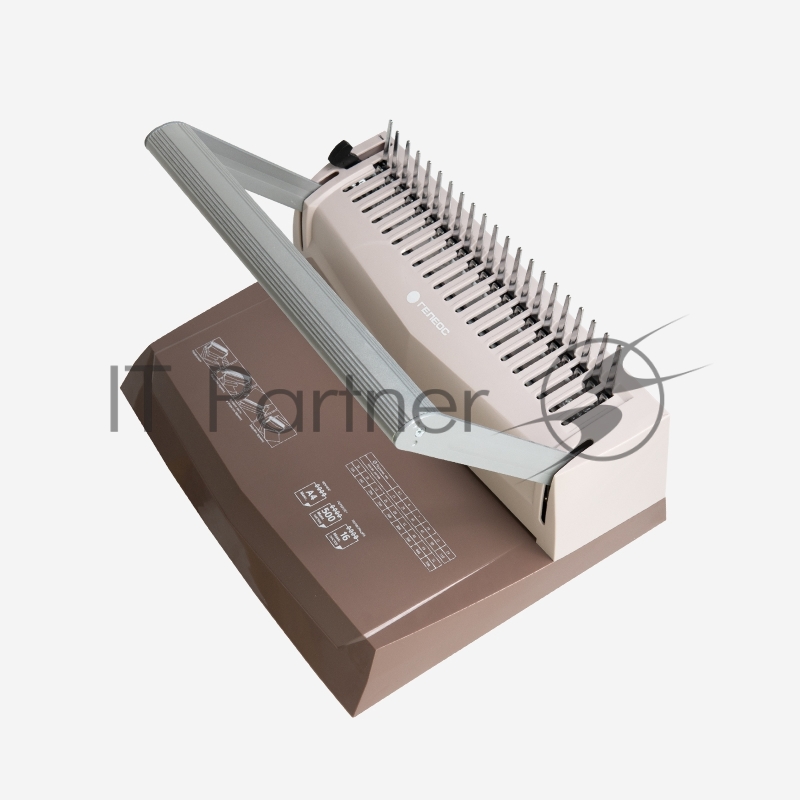 Переплетчик ГЕЛЕОС БП-16 коричневый на пластиковую пружину, А4, ручная перфорация 16 листов, переплет макс до 500 л., глубина перфорации 2-3-4-5 мм