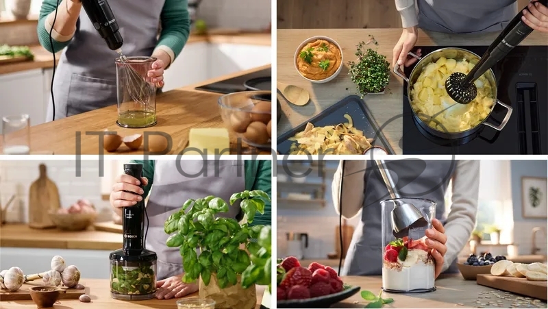 Блендер Bosch/ Блендер Bosch, погружной, мощность 1000 Вт, механическое управление, 5 насадок, цвет черный