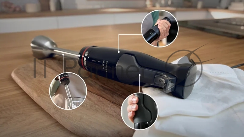 Блендер Bosch/ Блендер Bosch, погружной, мощность 1000 Вт, механическое управление, 5 насадок, цвет черный