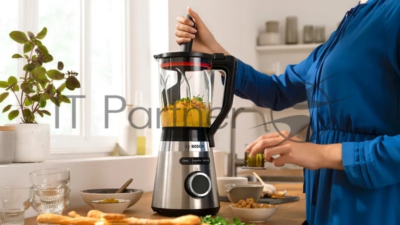 Блендер Bosch/ Блендер Bosch, стационарный, мощность 1200 Вт, поворотный переключатель, импульсный режим, плавная регулировка скорости, нож с 4 лезвиями ProEdge, цвет нержавеющая сталь