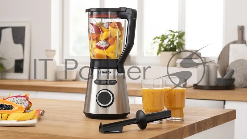 Блендер Bosch/ Блендер Bosch, стационарный, мощность 1200 Вт, поворотный переключатель, импульсный режим, плавная регулировка скорости, нож с 4 лезвиями ProEdge, цвет нержавеющая сталь