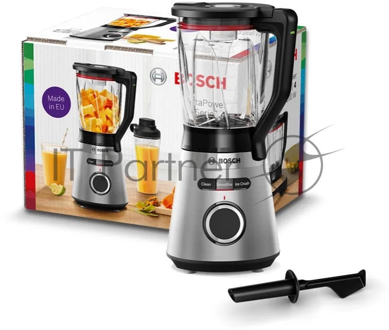 Блендер Bosch/ Блендер Bosch, стационарный, мощность 1200 Вт, поворотный переключатель, импульсный режим, плавная регулировка скорости, нож с 4 лезвиями ProEdge, цвет нержавеющая сталь