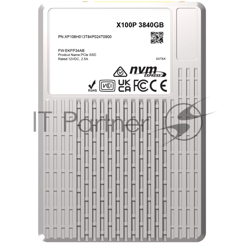 Накопитель SSD PHISON X100P 3840GB NVMe U.3 (15mm) PCIe NVMe Gen4 1x4 R7400/W6900MB/s 3D TLC 1750K/190K IOPS 1DWPD single port SSD Enterprise Solid State Drive, 1 year, OEM