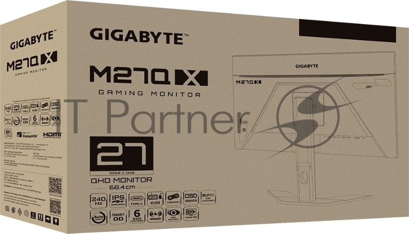 Монитор 27 GIGABYTE M27Q X-EK IPS 2560x1440, 240 Гц, 1 мс, 16:9, 350 кд/м², 2xHDMI, 1xDP, USB Type-C, выход на наушники, черный