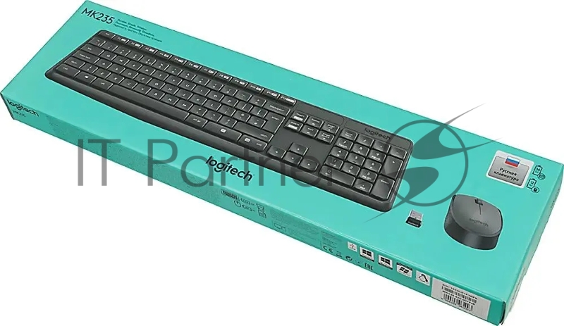 Комплект беспроводной клавиатура+мышь Logitech MK235 Серый (920-007949) РФ