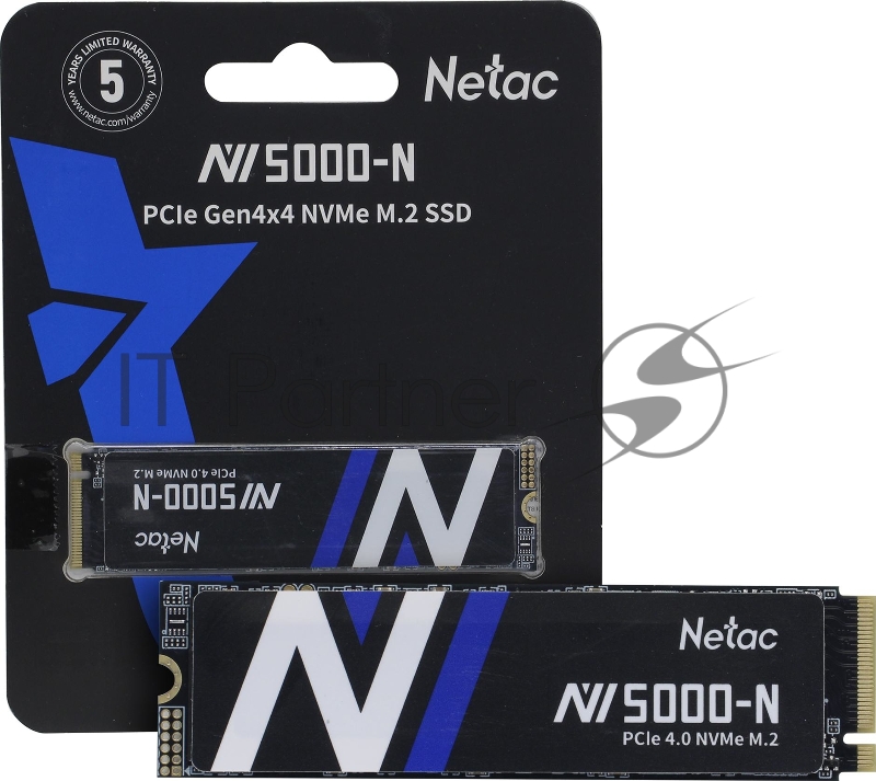 Накопитель Netac SSD NV5000-N 2TB PCIe 4 x4 M.2 2280 NVMe 3D NAND, R/W up to 4800/4400MB/s, TBW 1280TB, without heat sink