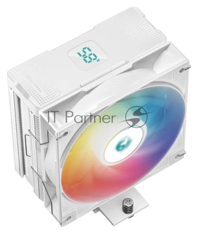 Кулер DEEPCOOL AG400 DIGITAL WH ARGB LGA1700/1200/115X/AM5/AM4 (9шт/кор, TDP 220W, PWM, ARGB Fan 120mm, 4 тепл. трубки, белый) RET