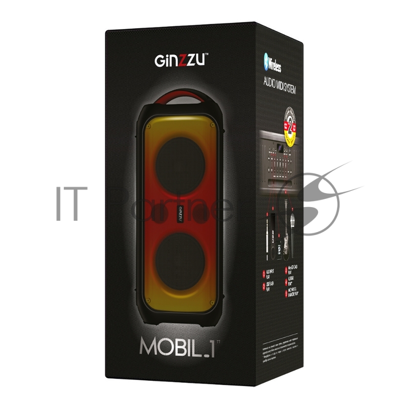 Акустическая система Ginzzu GM-111, Midi, BT/USB/TF/MIC/ДУ