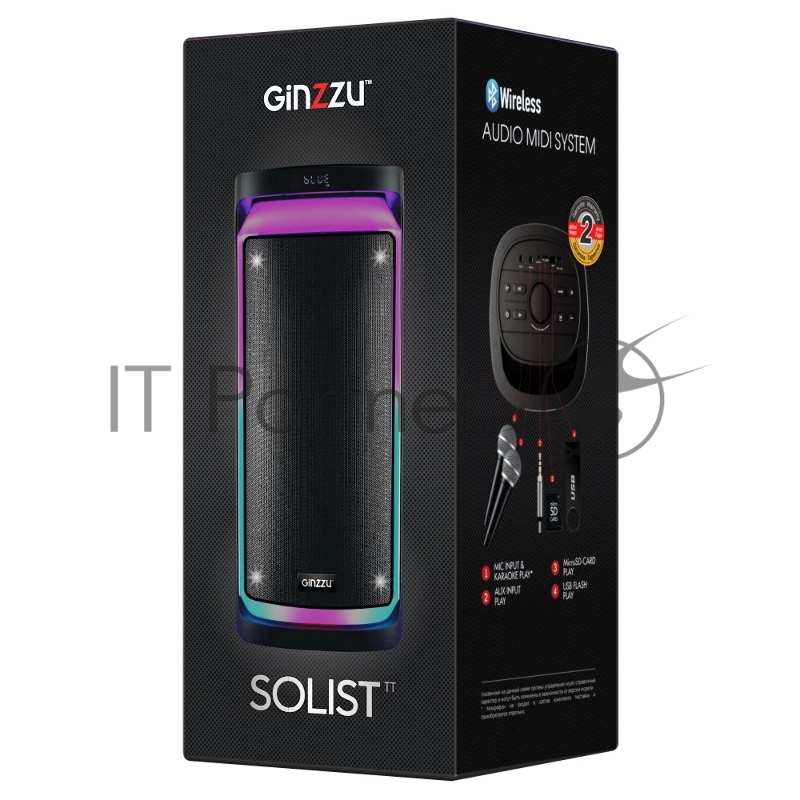 Акустическая система Ginzzu GM-226, Midi, BT/USB/SD/FM/MIC/ДУ