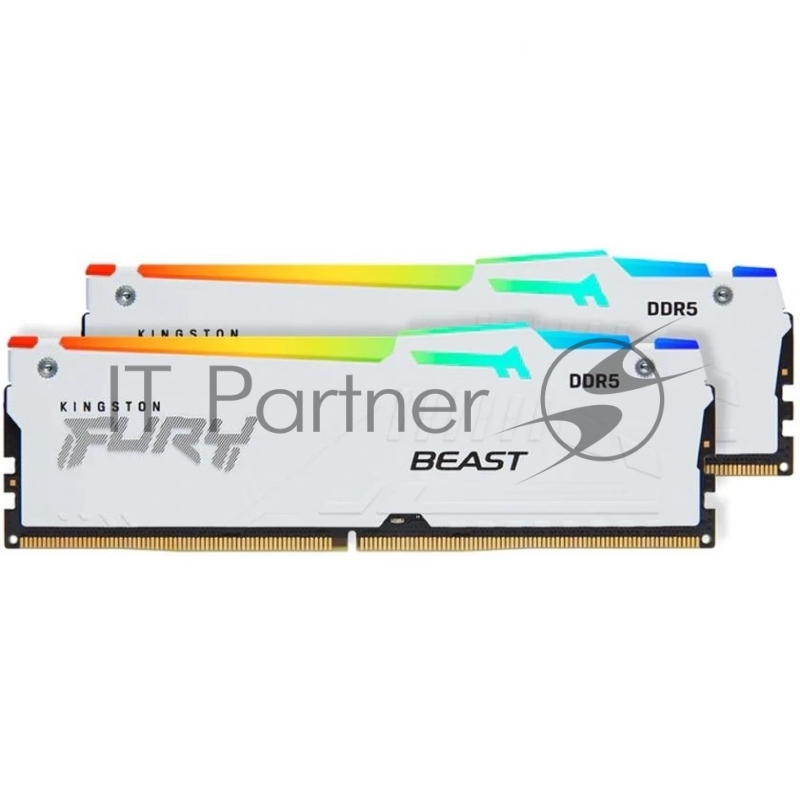 Комплект модулей памяти Kingston 32GB DDR5 6000MHz DIMM FURY Beast White RGB (2х16gb),CL40
