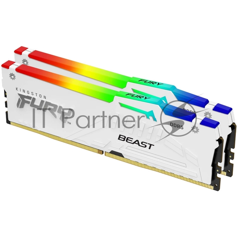 Комплект модулей памяти Kingston 32GB DDR5 6000MHz DIMM FURY Beast White RGB (2х16gb),CL40