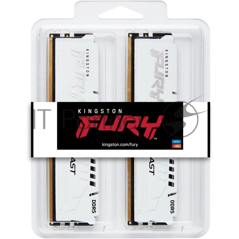 Модуль памяти Kingston 32GB (2x16GB) DDR5 6000MT/s CL36 FURY Beast White EXPO Non-ECC Unbuffered DIMM (Kit of 2) 1RX8 36-44-44 1.35V 288-pin 16Gbit