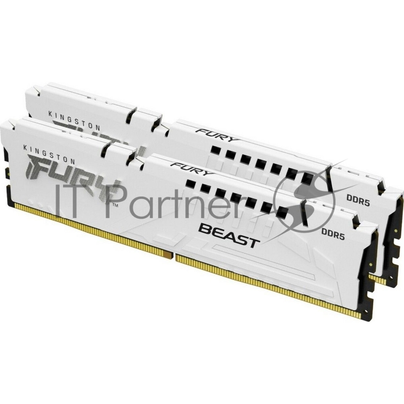 Модуль памяти Kingston 32GB (2x16GB) DDR5 6000MT/s CL36 FURY Beast White EXPO Non-ECC Unbuffered DIMM (Kit of 2) 1RX8 36-44-44 1.35V 288-pin 16Gbit