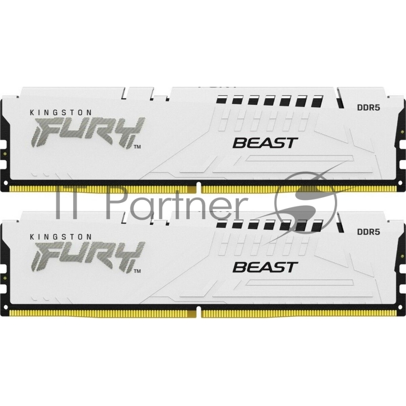 Модуль памяти Kingston 32GB (2x16GB) DDR5 6000MT/s CL36 FURY Beast White EXPO Non-ECC Unbuffered DIMM (Kit of 2) 1RX8 36-44-44 1.35V 288-pin 16Gbit