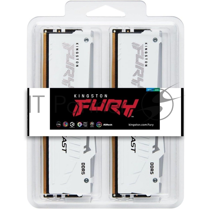 Модуль памяти Kingston 32GB 6000Mhz DDR5 CL36 K2 Fury Beast White RGB kit 2*16 CL36