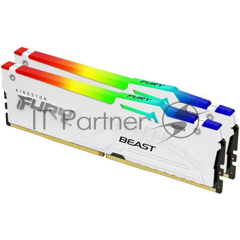 Модуль памяти Kingston 32GB 6000Mhz DDR5 CL36 K2 Fury Beast White RGB kit 2*16 CL36