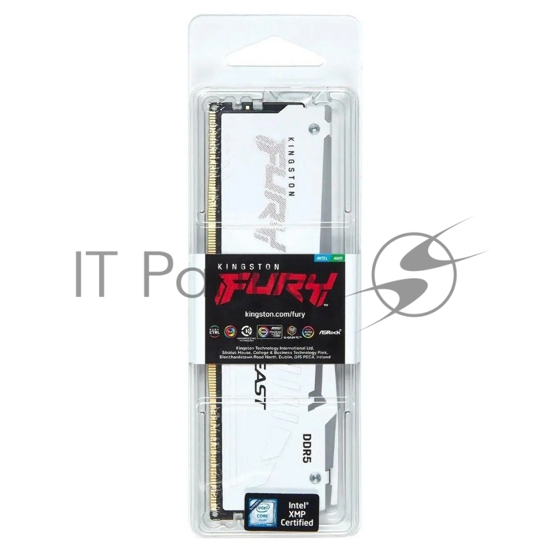 Модуль памяти Kingston 32GB DDR5 6000 DIMM CL30 FURY Beast White RGB EXPO Non-ECC Unbuffered DIMM 2RX8 30-36-36 1.4V 288-pin 16Gbit