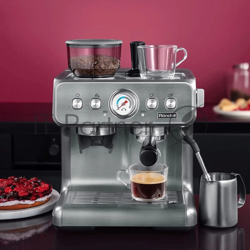 Кофемашина Rondell 1105-RE-01 1550Вт серебристый