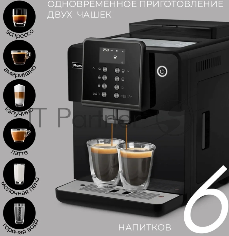 Кофемашина Rondell RDE-1107 1350Вт черный/серебристый