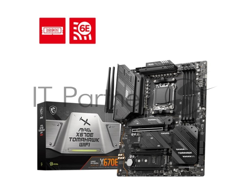 Материнская плата MSI MAG X670E TOMAHAWK WIFI, AM5, AMD X670, 4xDDR5, 4xM.2, 4xSATA, 6xUSB-A, 2xUSB-C, 1xHDMI, 1xDisplayPort, 1xLAN 2.5 Гбит/с, 7.1, ATX