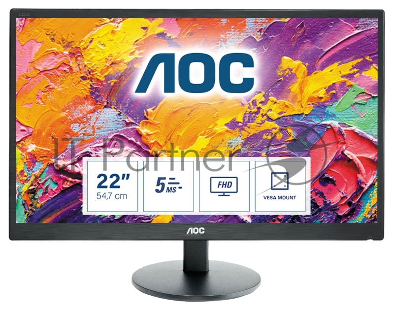 Монитор 21.5 AOC E2270SWHN черный {LED, LCD, 1920x1080, 5 ms, 90°/65°, 200 cd/m, 20M:1, +HDMI}