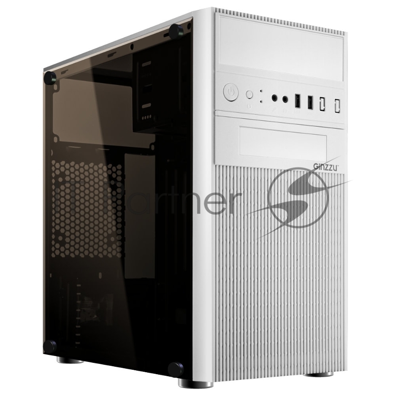 Корпус компьютерный Ginzzu D290 2*USB 2.0,AU White Window