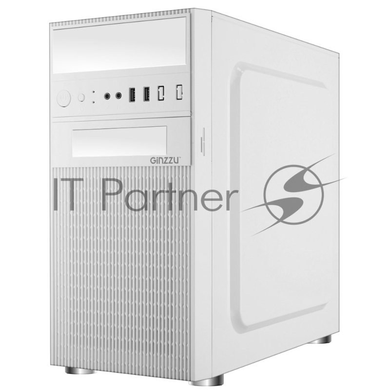 Корпус компьютерный Ginzzu D290 2*USB 2.0,AU White Window