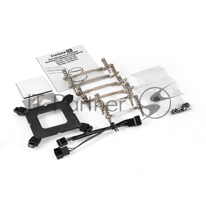 Комплект водяного охлаждения ExeGate BlackWater-360.PWM.RGB (RGB подсветка, LGA2066/2011/1366/1150/1151/11 TDP 280W, Fan 120mm, PWM, 800-2000RPM, Hydro bearing, 4pin, 37db, с термопастой,