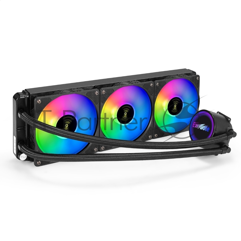 Комплект водяного охлаждения ExeGate BlackWater-360.PWM.RGB (RGB подсветка, LGA2066/2011/1366/1150/1151/11 TDP 280W, Fan 120mm, PWM, 800-2000RPM, Hydro bearing, 4pin, 37db, с термопастой,