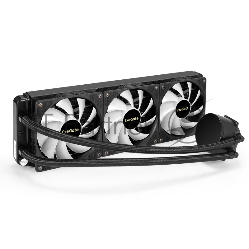 Комплект водяного охлаждения ExeGate BlackWater-360.PWM.RGB (RGB подсветка, LGA2066/2011/1366/1150/1151/11 TDP 280W, Fan 120mm, PWM, 800-2000RPM, Hydro bearing, 4pin, 37db, с термопастой,