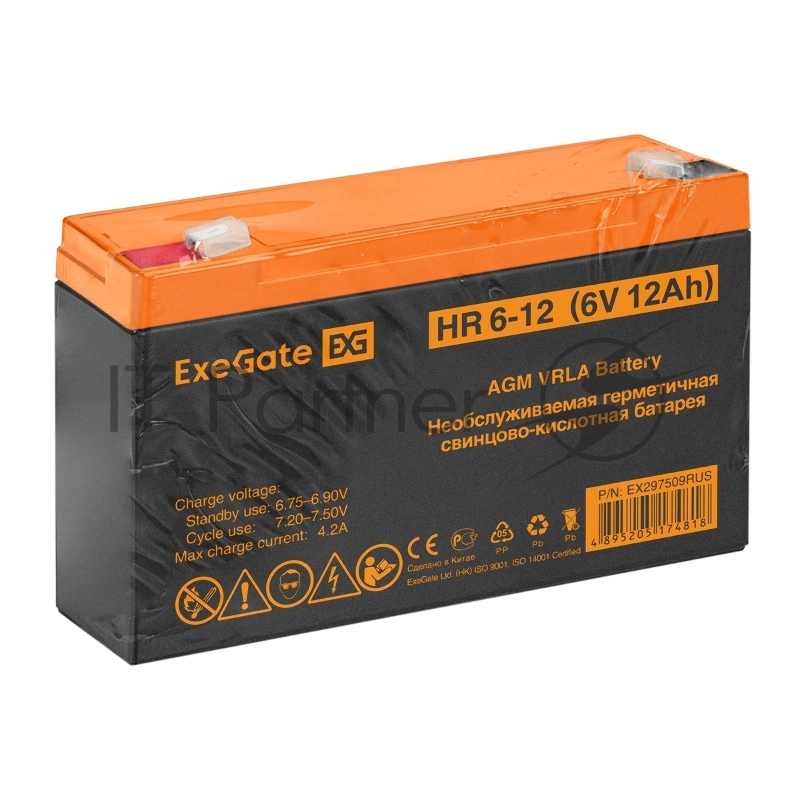 Аккумуляторная батарея ExeGate HR 6-12 (6V 12Ah, клеммы F2)