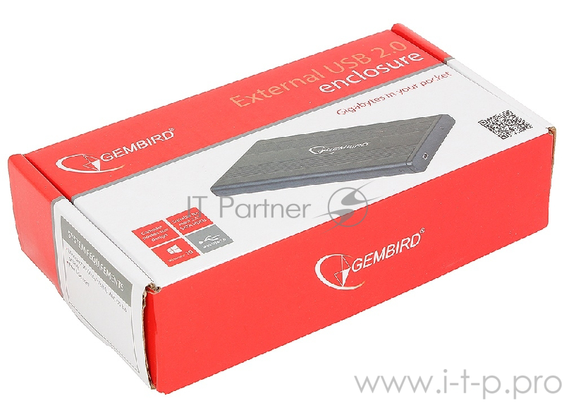Контейнер Gembird EE2-U2S-5 для 2.5 SATA HDD, алюминиевый, черный (USB2.0)