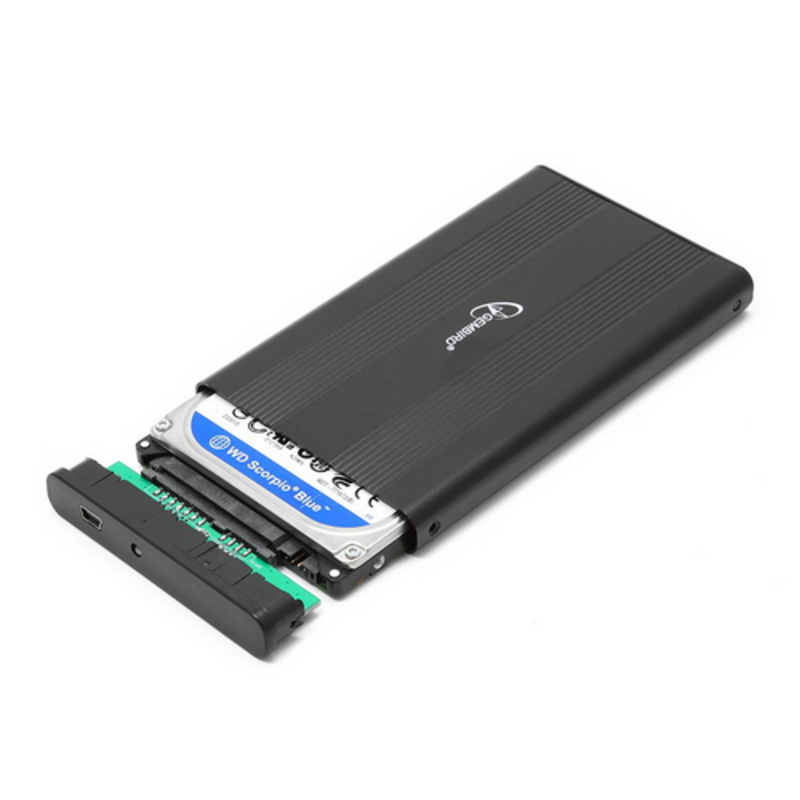 Контейнер Gembird EE2-U2S-5 для 2.5 SATA HDD, алюминиевый, черный (USB2.0)