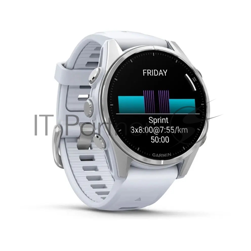 Смарт-часы Garmin Fenix 8 AMOLED серебристый, белый 43мм