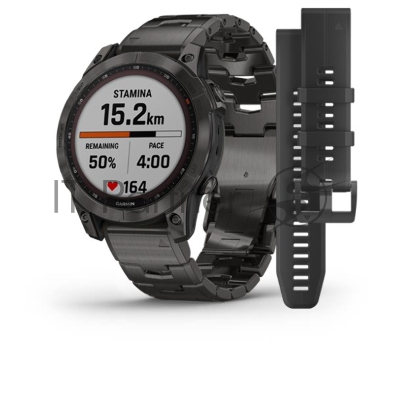 Смарт-часы Garmin Fenix 7 Sapphire Solar титановый угольно-серый 47мм