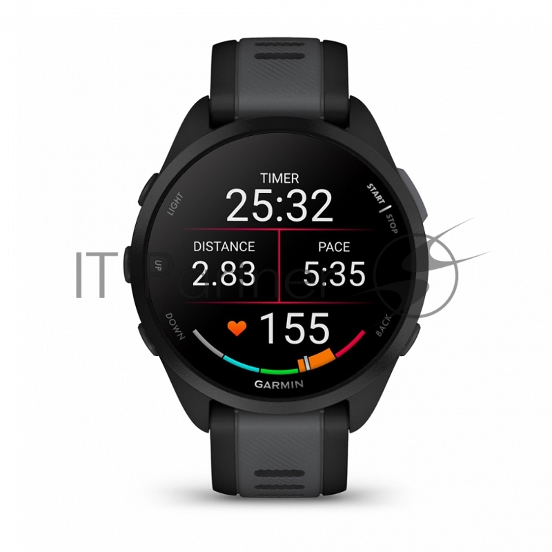 Смарт-часы Garmin Forerunner 165 черный, серый ремешок 43мм