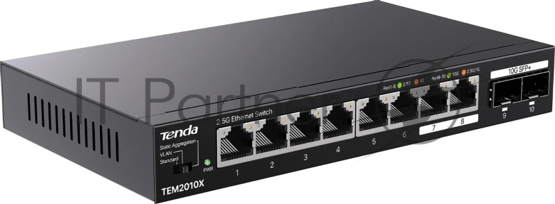 Сетевой коммутатор TENDA TEM2010X Настольное исполнение 8x10Base-T / 100Base-TX / 1000Base-T 2xSFP+ 12 Вт TEM2010X