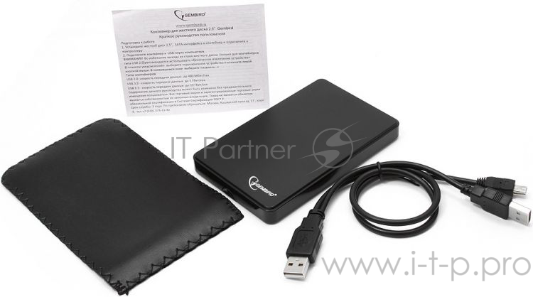 Контейнер Gembird EE2-U2S-40P для 2.5 SATA HDD, черный (USB2.0)