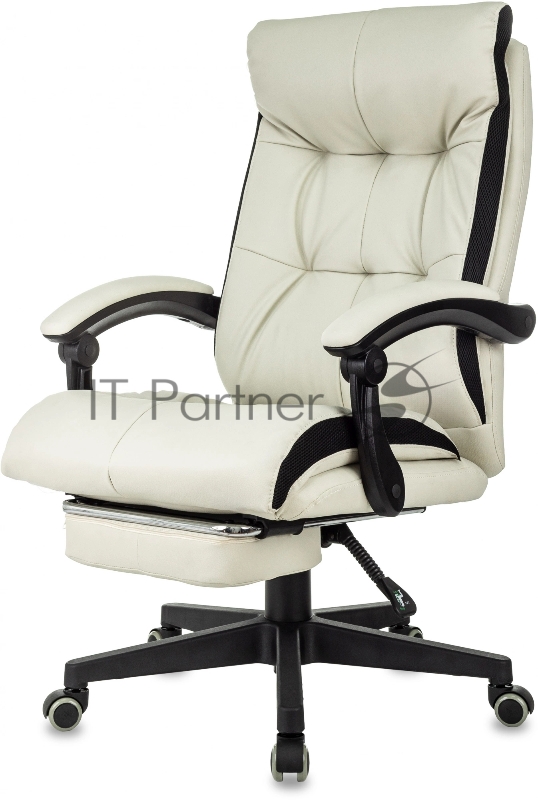 Кресло руководителя Бюрократ CH-824MSG-F слоновая кость эко.кожа/ткань крестов. пластик подст.для ног