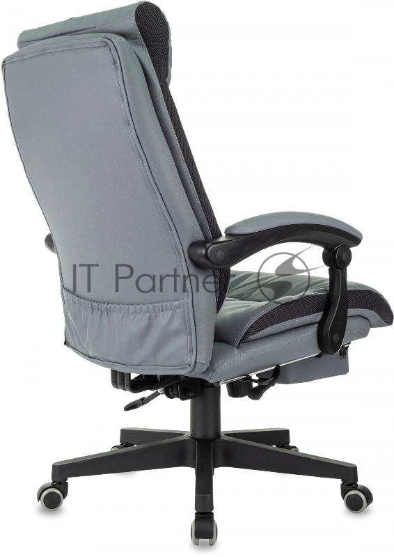 Кресло руководителя Бюрократ CH-824MSG-F серый эко.кожа/ткань крестов. пластик подст.для ног