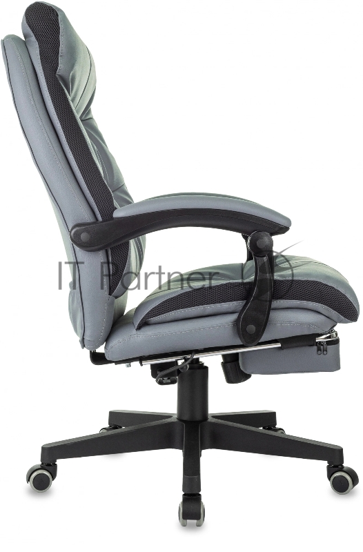 Кресло руководителя Бюрократ CH-824MSG-F серый эко.кожа/ткань крестов. пластик подст.для ног