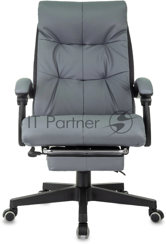Кресло руководителя Бюрократ CH-824MSG-F серый эко.кожа/ткань крестов. пластик подст.для ног
