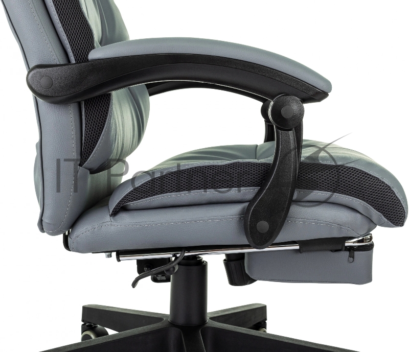 Кресло руководителя Бюрократ CH-824MSG-F серый эко.кожа/ткань крестов. пластик подст.для ног