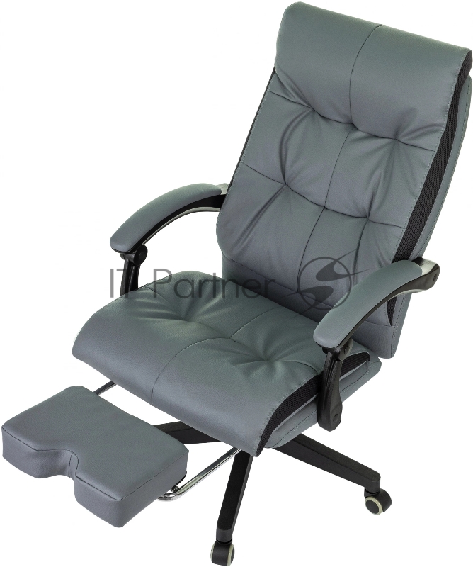 Кресло руководителя Бюрократ CH-824MSG-F серый эко.кожа/ткань крестов. пластик подст.для ног