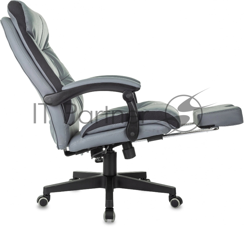 Кресло руководителя Бюрократ CH-824MSG-F серый эко.кожа/ткань крестов. пластик подст.для ног