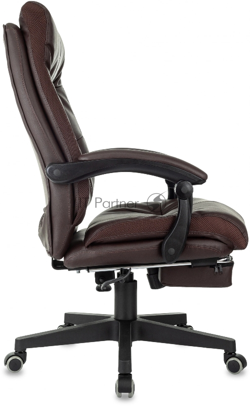Кресло руководителя Бюрократ CH-824MSG-F коричневый эко.кожа/ткань крестов. пластик подст.для ног