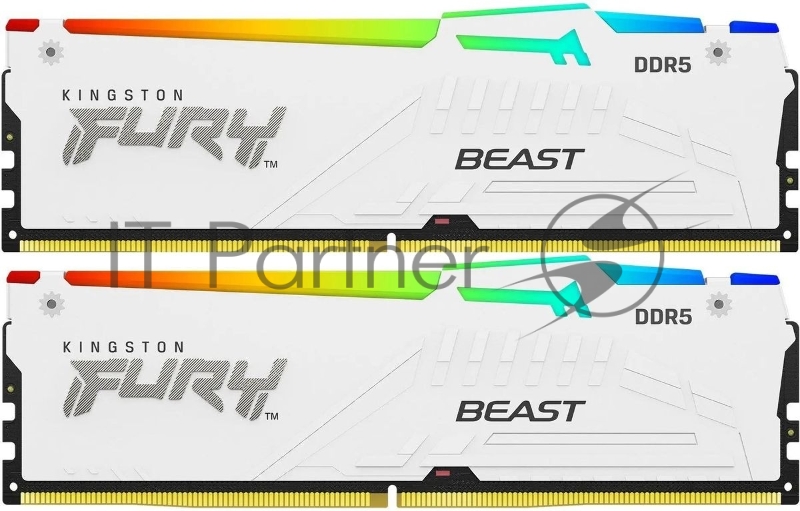 Оперативная память Kingston 64GB 5600MT/s DDR5 CL36 DIMM (Kit of 2) FURY Beast White RGB EXPO KF556C36BWEAK2-64
